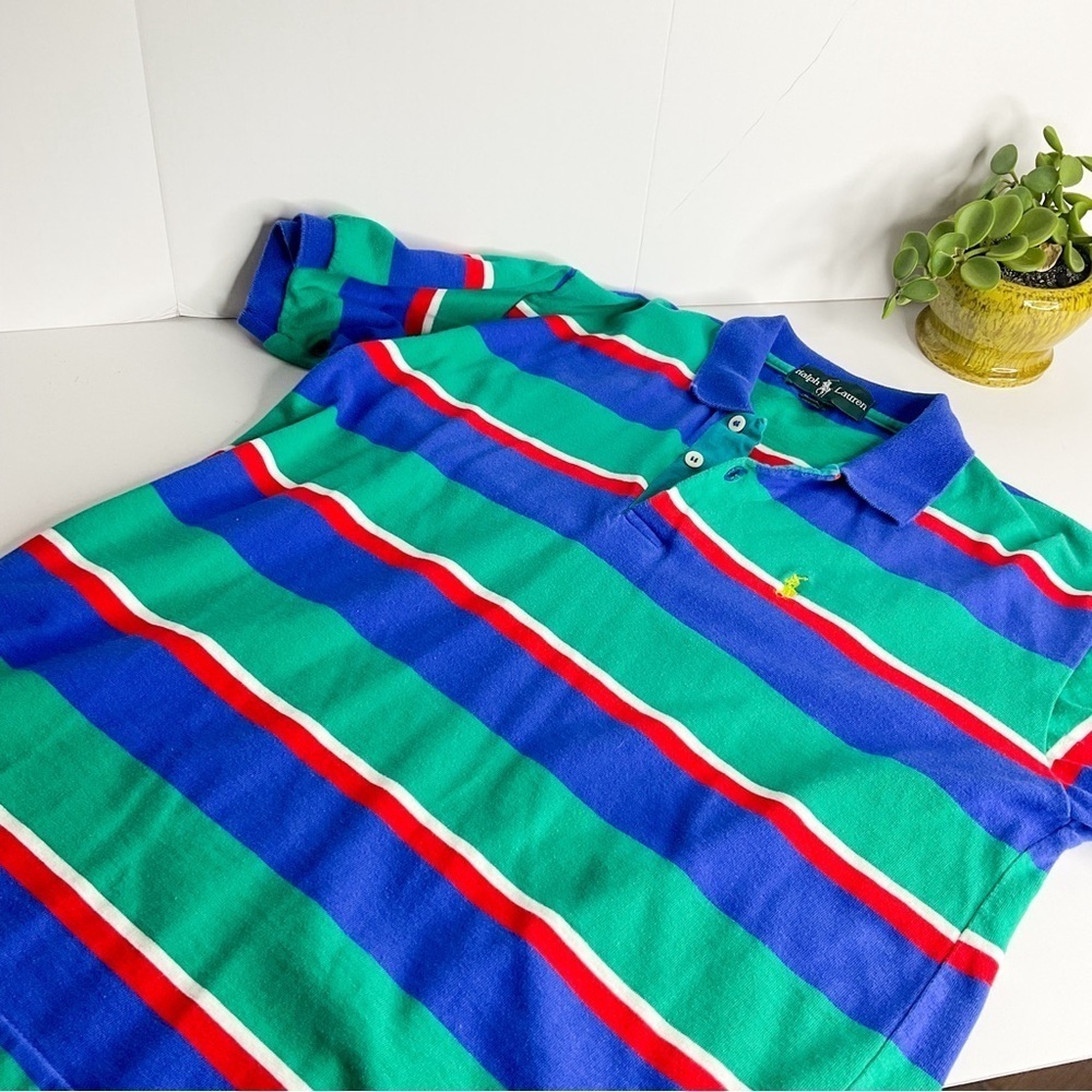 VINTAGE 90s Ralph Lauren Striped Polo Shirt